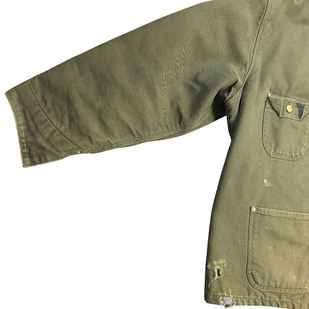 Vintage Carhartt CB104 Olive Green 50 USA 2X Work chore Jacket Blanket Lined Coa - Picture 9 of 16